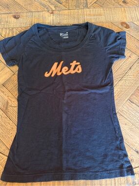 Nike Mets Logo Black Tee with Orange Applique